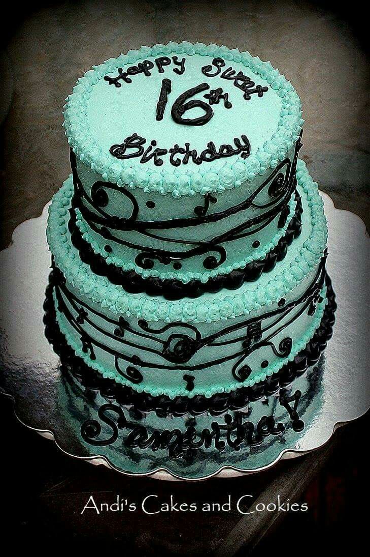 Blue Sweet 16 Birthday Cakes