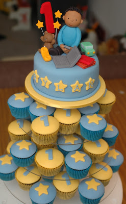 Boys 1st Birthday Cupcake Cake