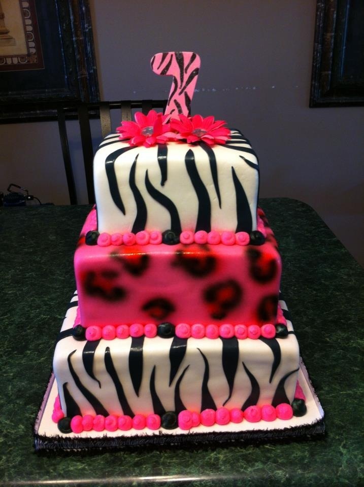 Cheetah Zebra Birthday Cake