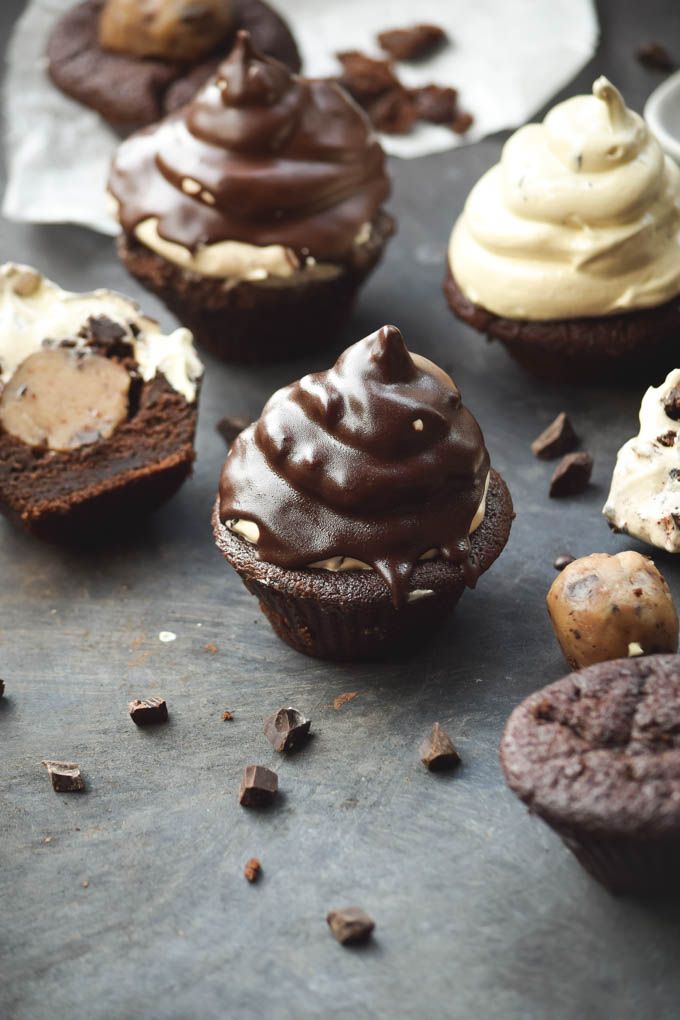 Chocolate Chip Cookie Dough Stuffed Cupcakes