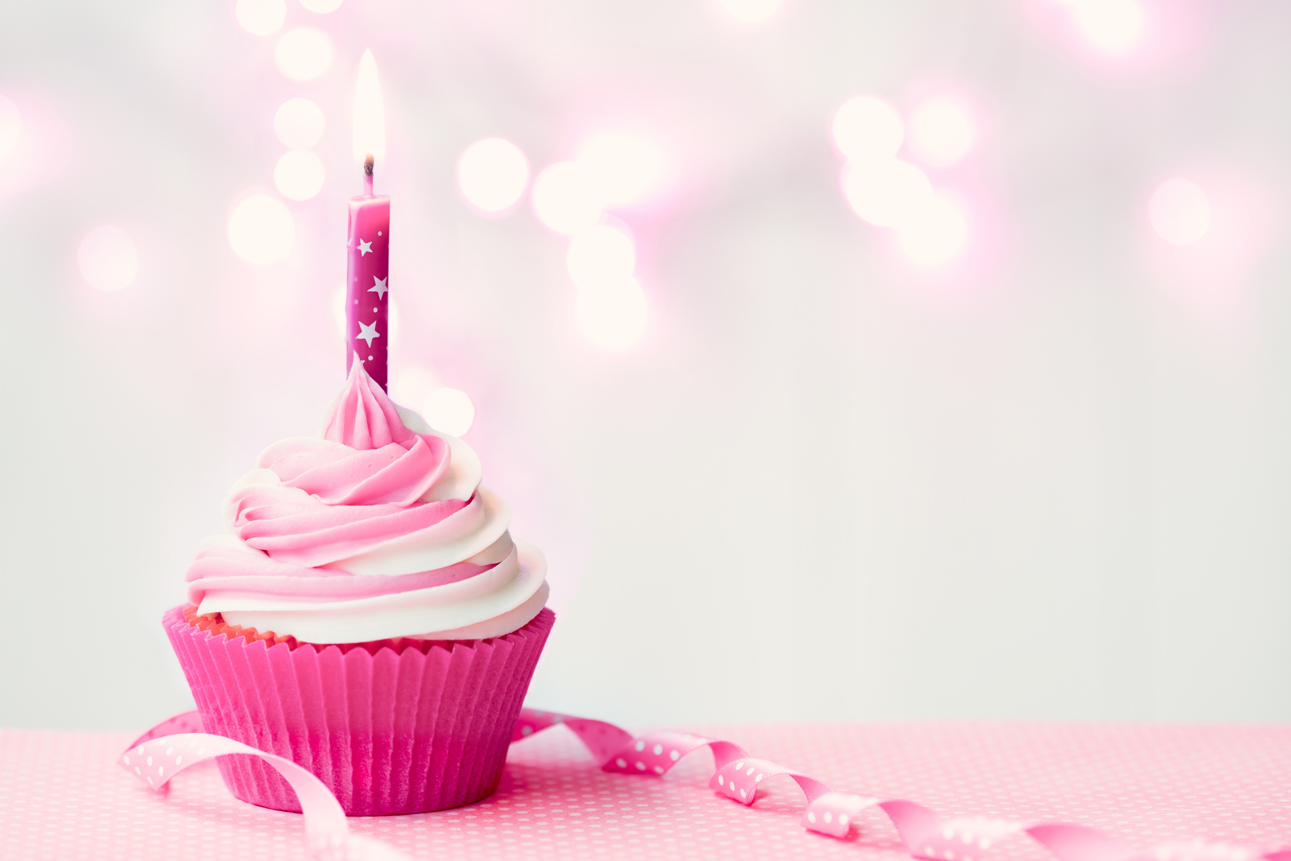 Happy Birthday Pink Cupcake Candle