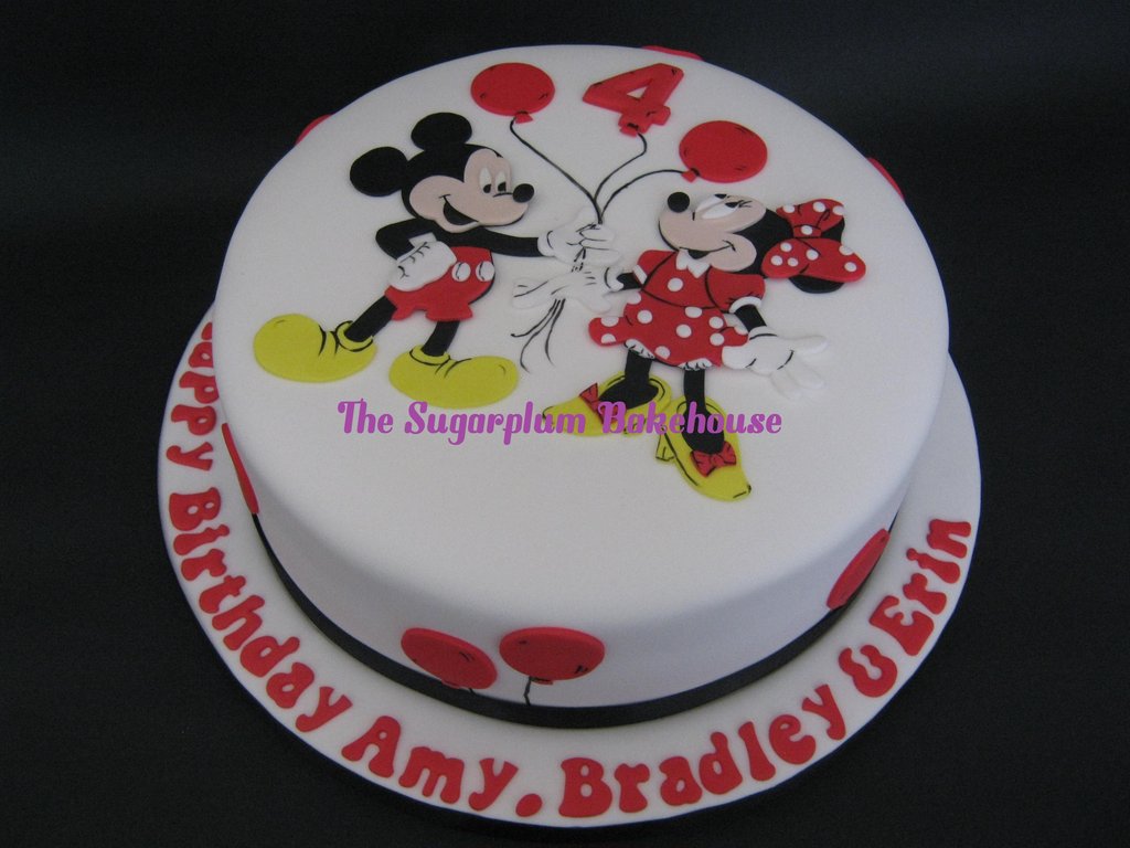 Mickey Mouse and Minnie Mouse Birthday Cake