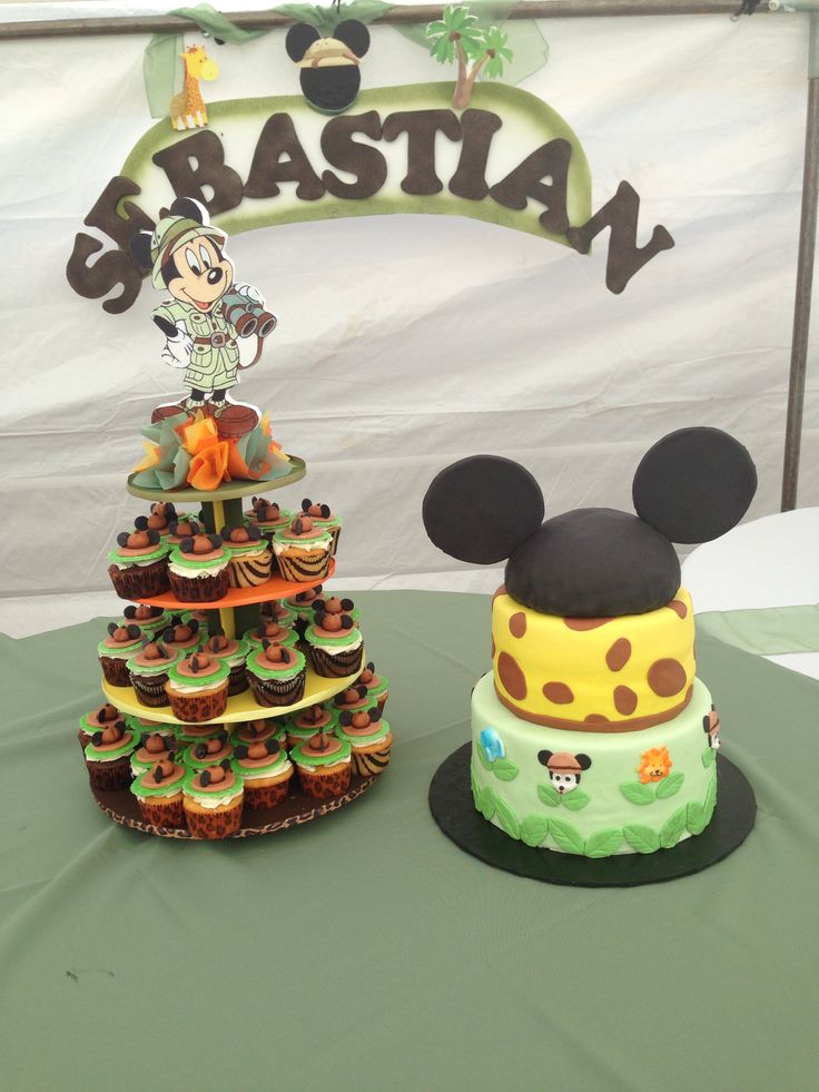 6 Photos of Safari 1st Birthday Cakes Minnie