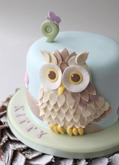 Pastel Owl Birthday Cake