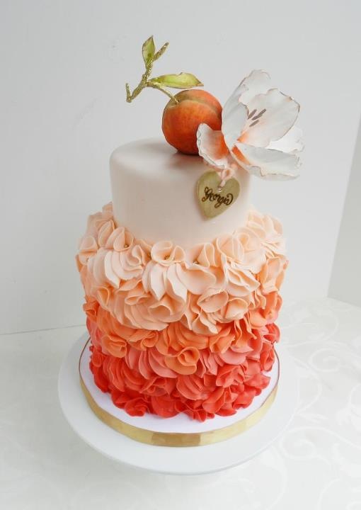 6 Photos of Peach Ombre Birthday Cakes