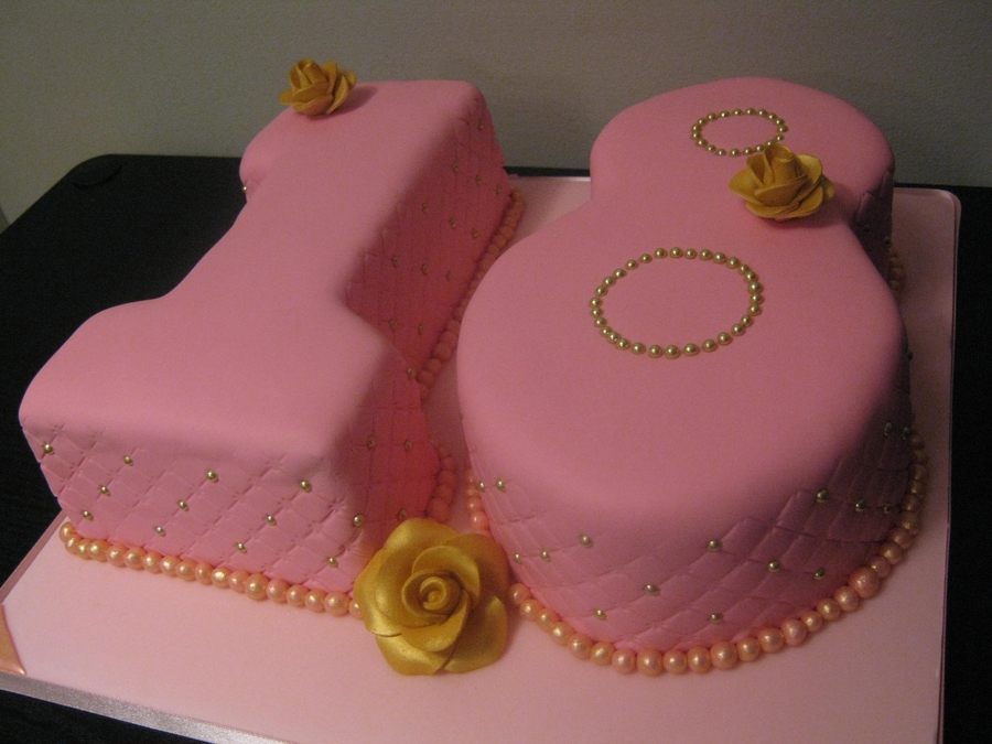 Pink and Gold Birthday Cake