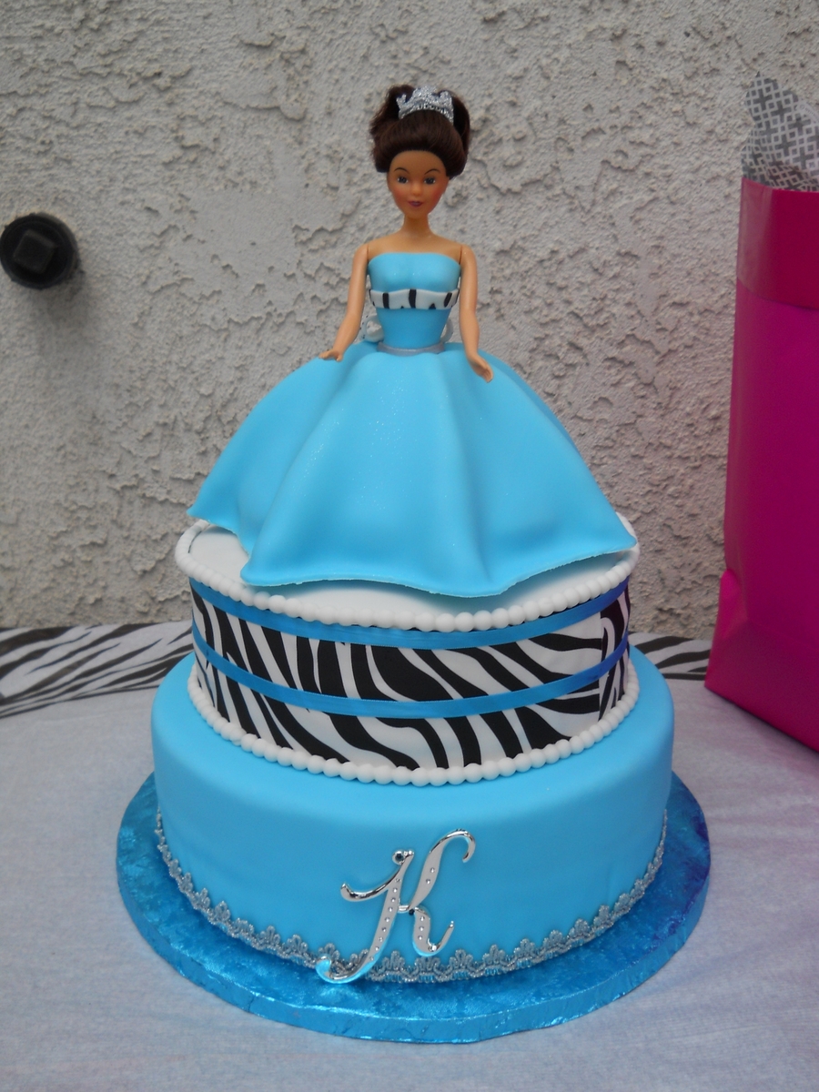 Pink and Turquoise Quinceanera Cake