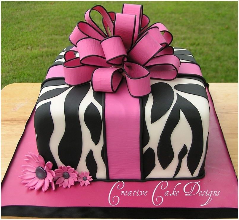 Pink Zebra Cake with Bow