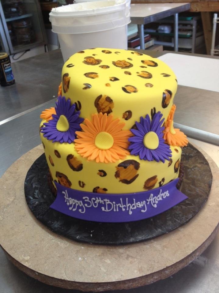 Purple and Yellow Birthday Cake