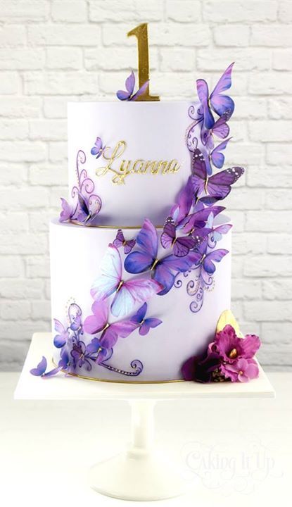 Purple Butterfly Birthday Cake