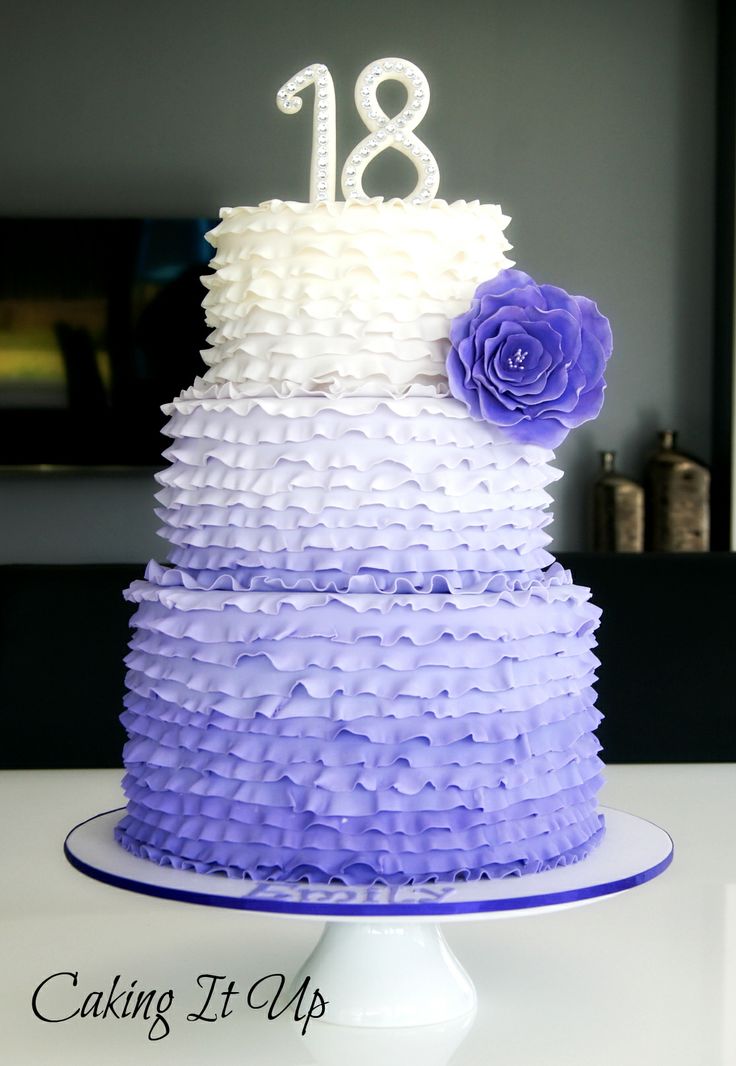 Purple Ombre Cake with Flowers