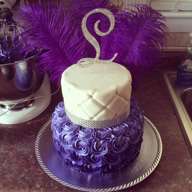 Purple Ombre Rosette Birthday Cake