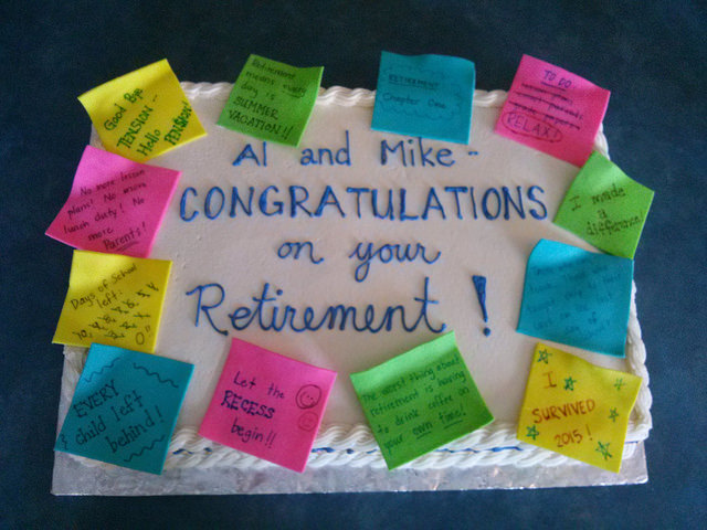 Retirement Sticky-Note Cake
