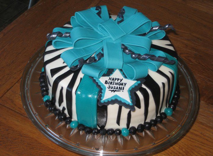 Round Zebra Birthday Cake