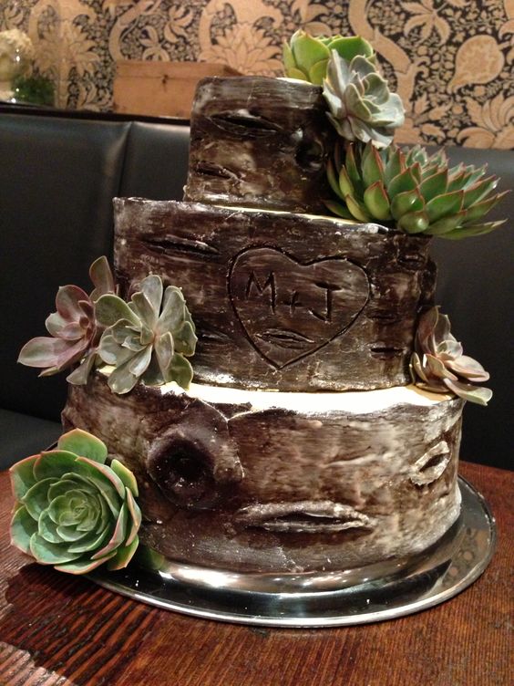 Tree Bark Wedding Cake