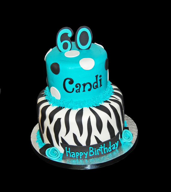 Turquoise and Black Zebra Print Cake