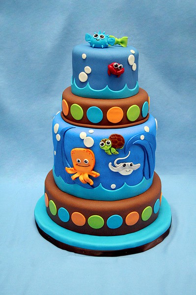 Under the Sea Critters Baby Shower Cake