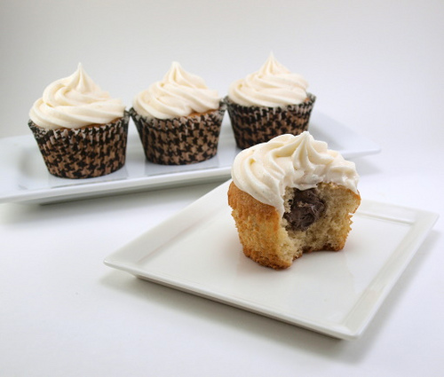 Vanilla Bean Cream Filled Chocolate Cupcakes