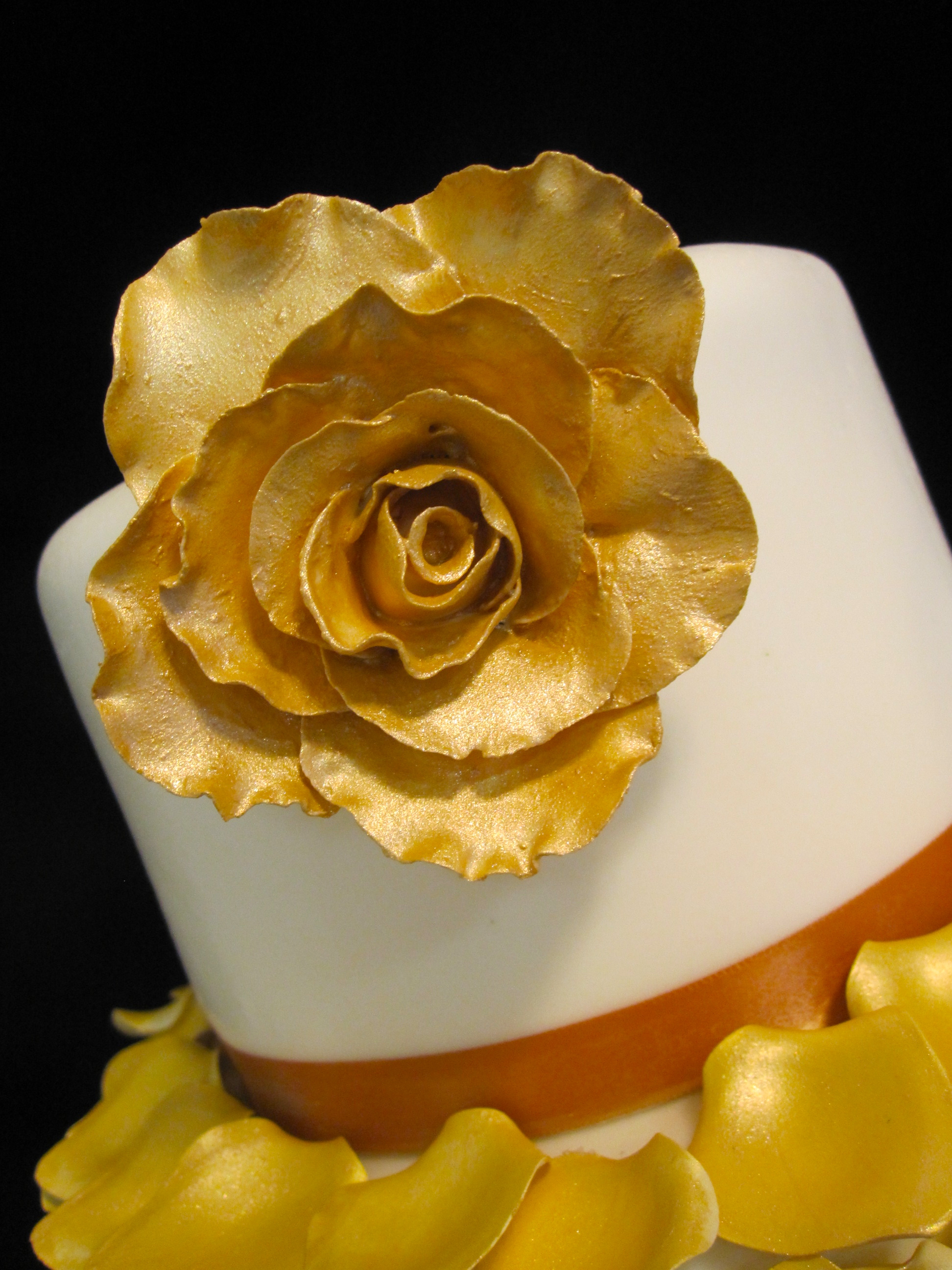 White and Gold 50th Birthday Cake