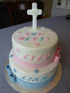 Baptism Cake Ideas for Twins