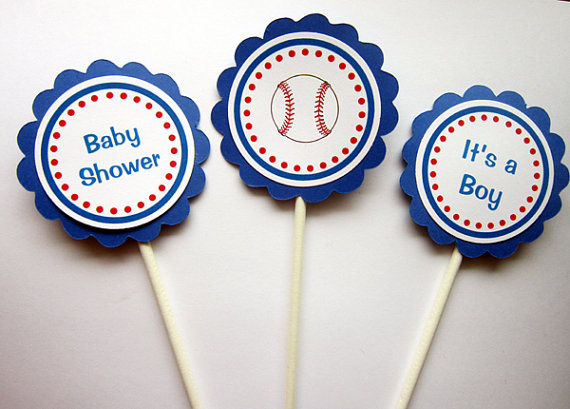 Baseball Baby Shower Cupcake Toppers