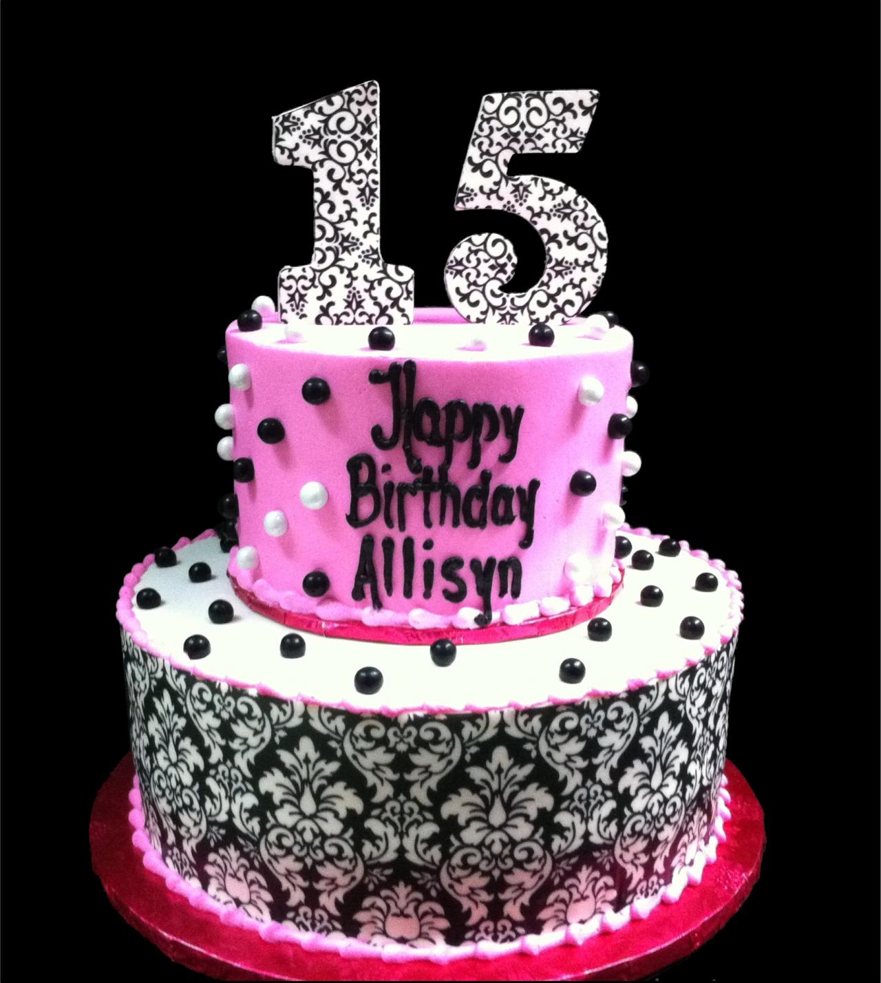 Black and White 15th Birthday Cake