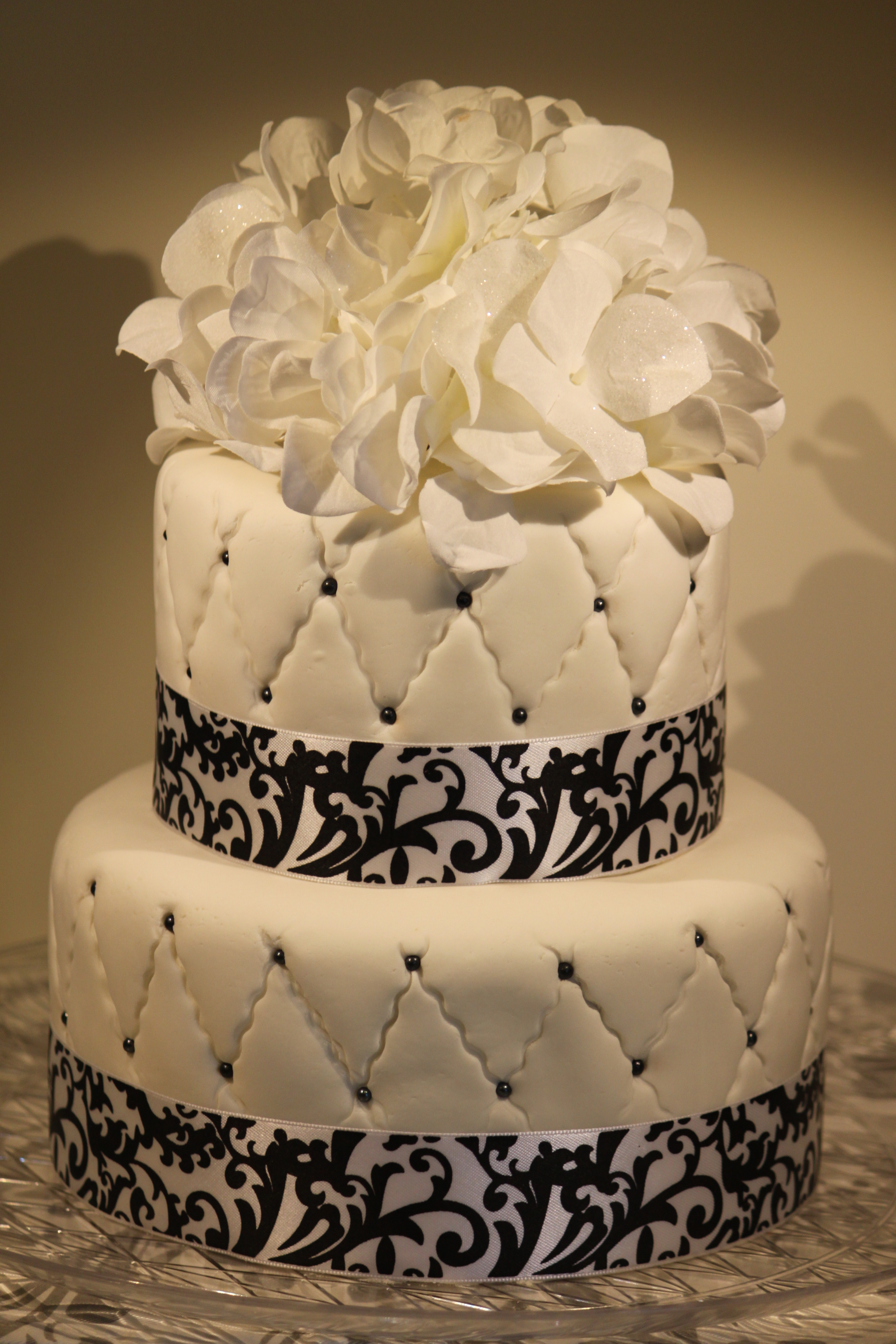 Black and White Happy Birthday Cake