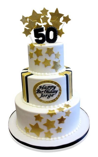 Black White and Gold 50th Birthday Cakes