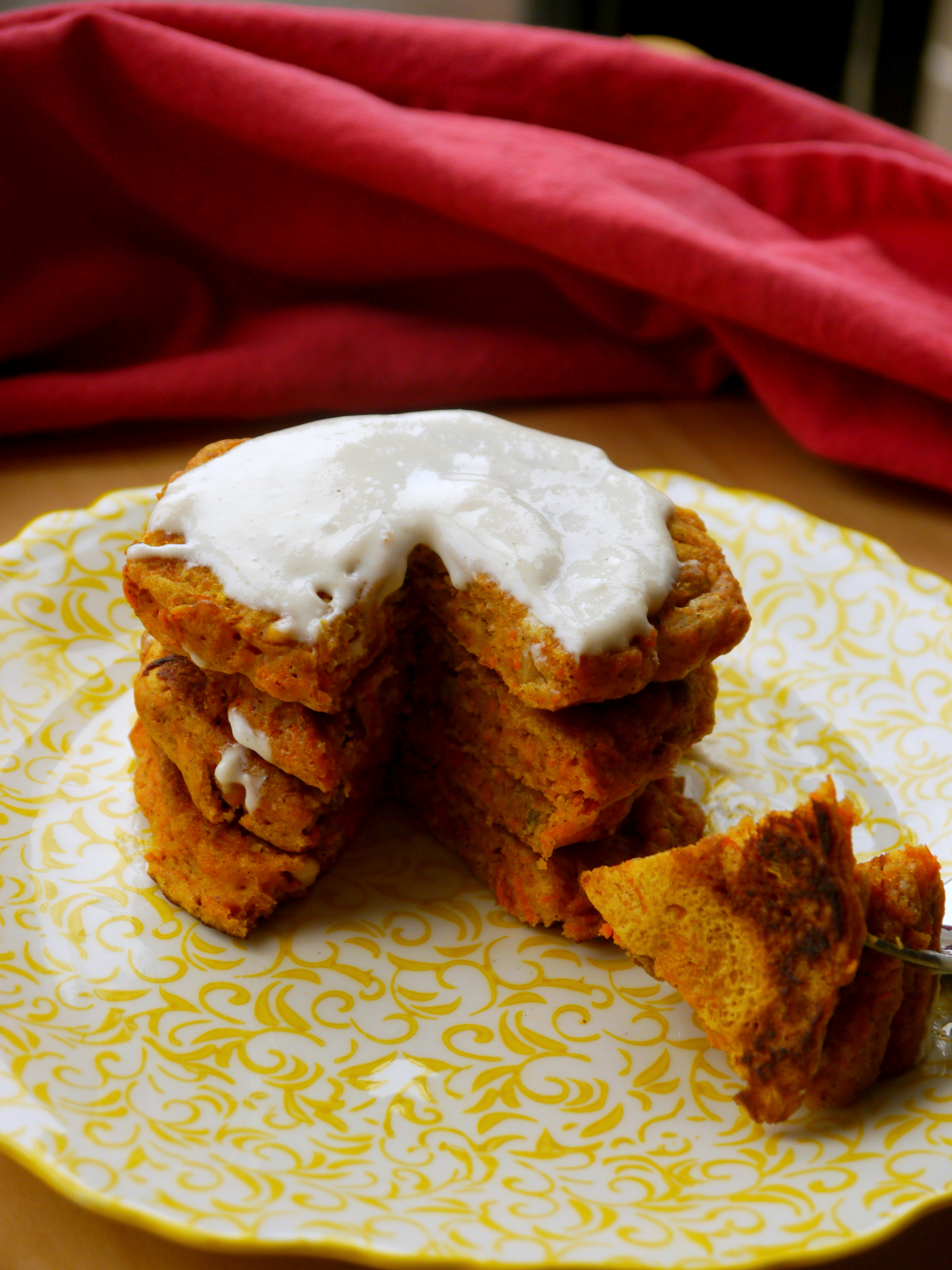 Carrot Pancakes with Cream Cheese Topping