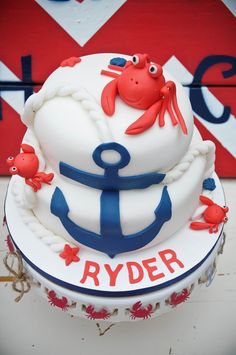 Crab Themed Birthday Cake