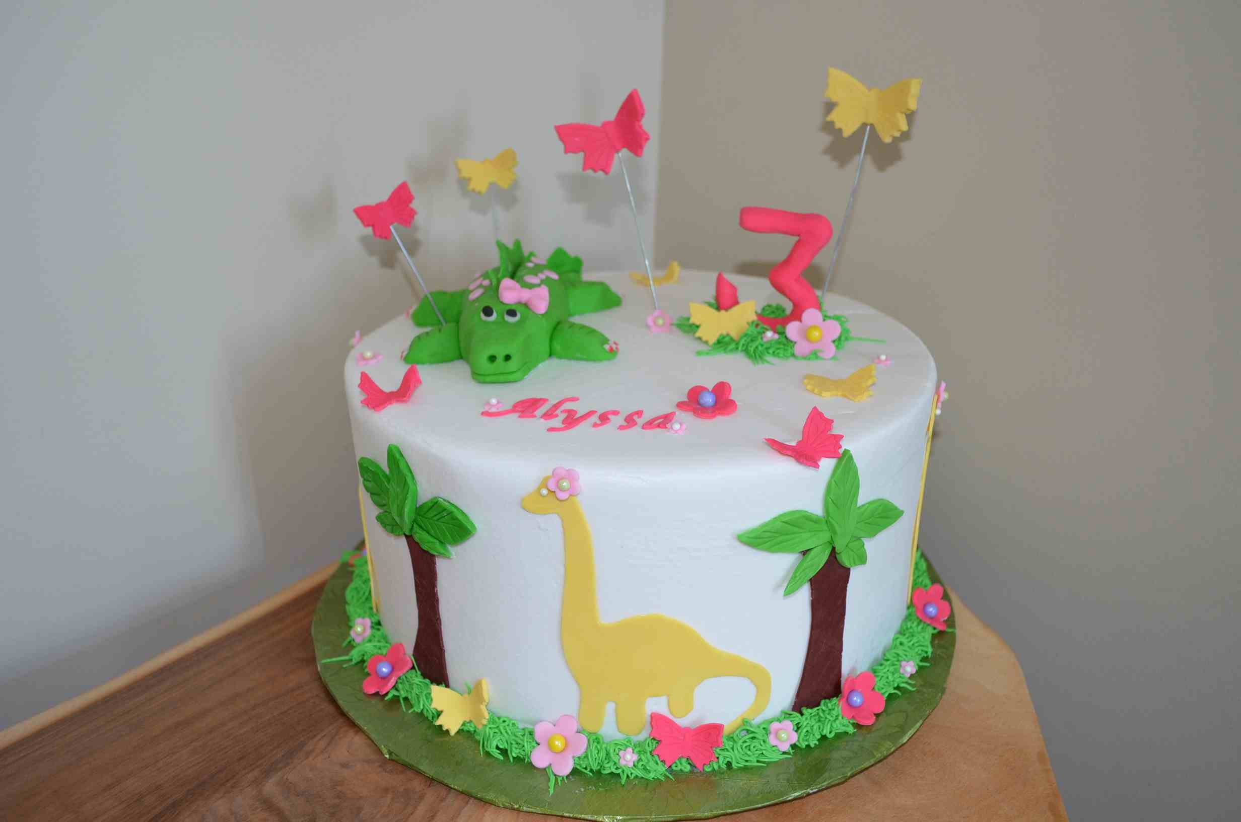 Girl Dinosaur Birthday Cake