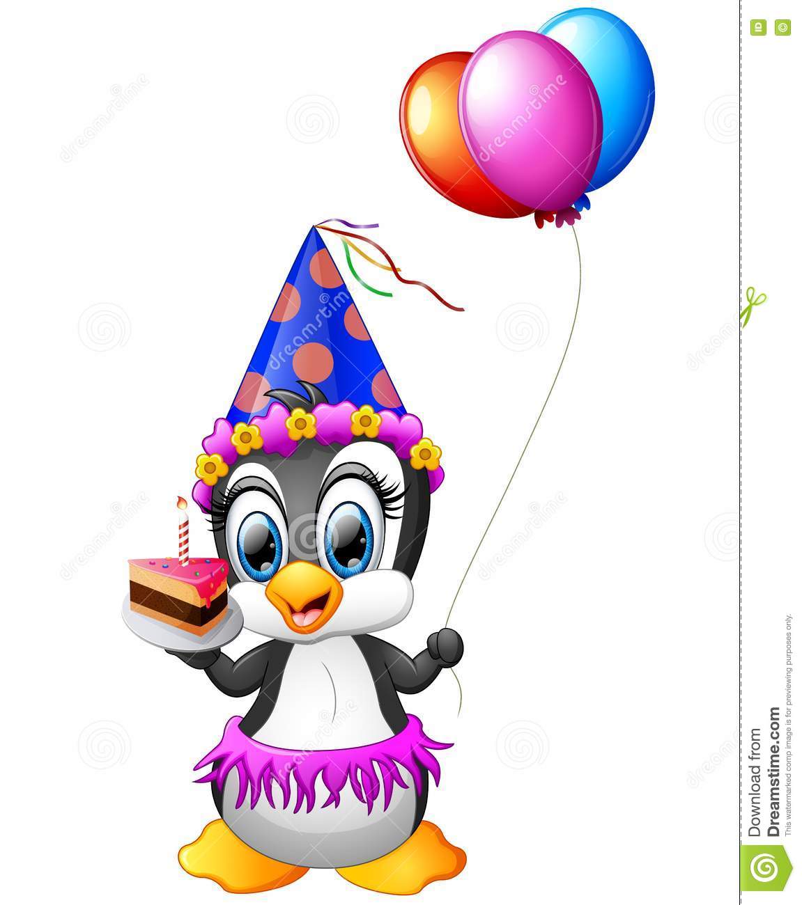 Happy Birthday Cake and Balloons Cartoon