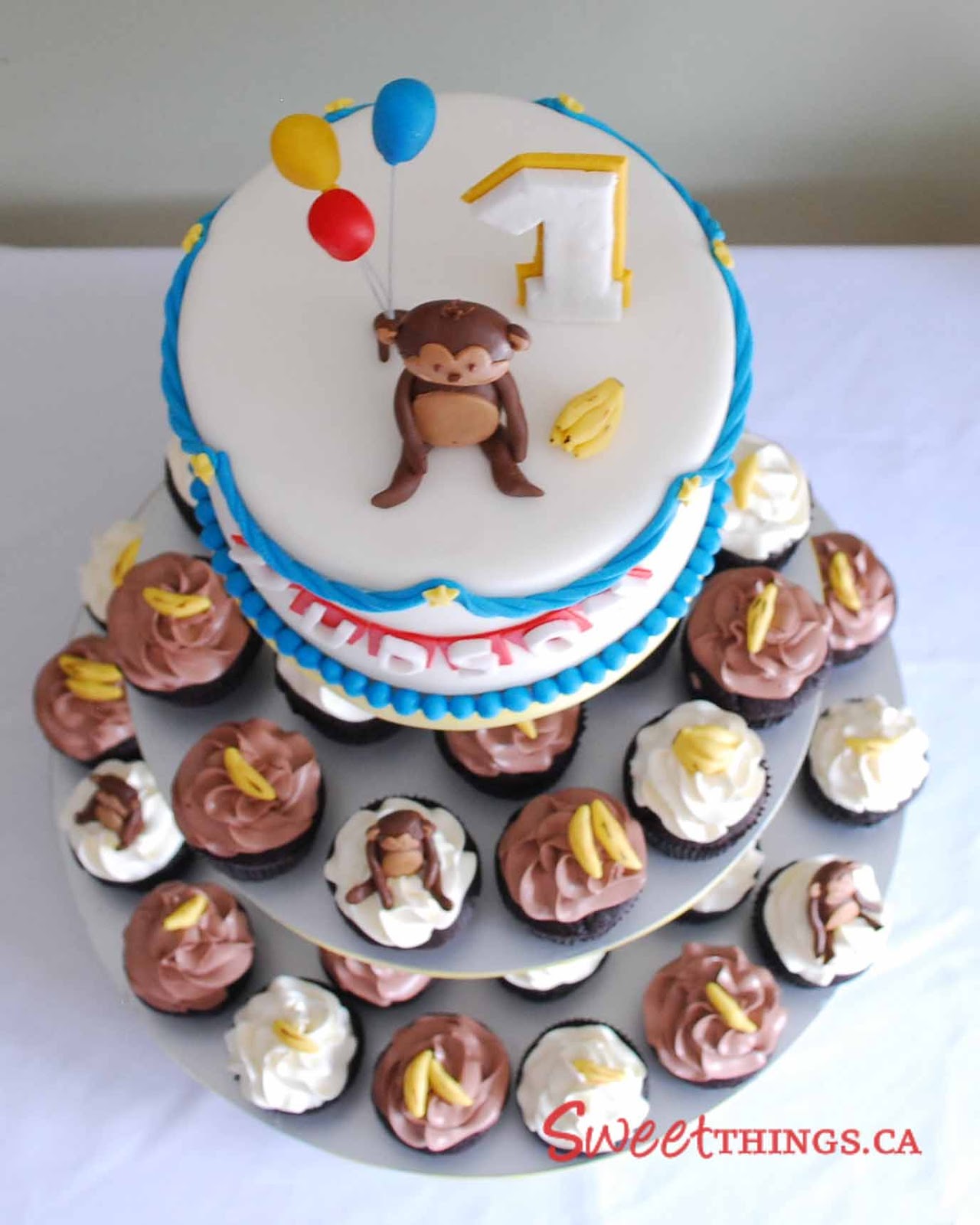 Monkey Boy 1st Birthday Cake