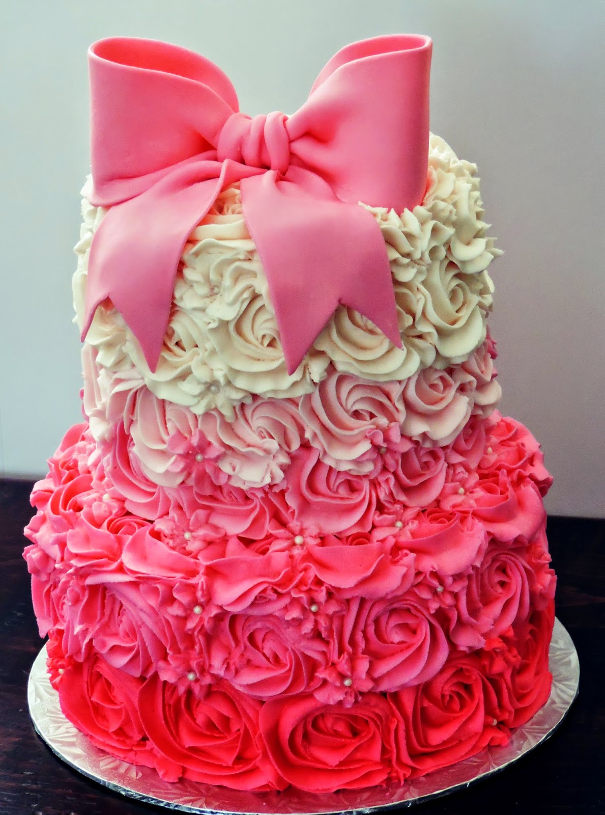 Ombre Buttercream Rose Cake Baby Shower