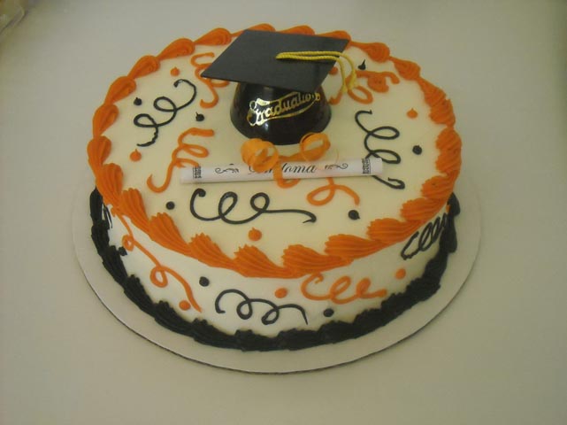 Orange and Black Graduation Cake