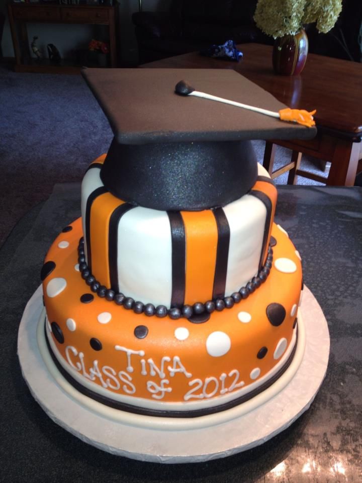 Orange and Black Graduation Cake