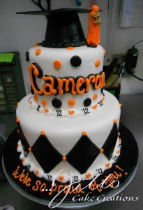 Orange and Black Graduation Cake