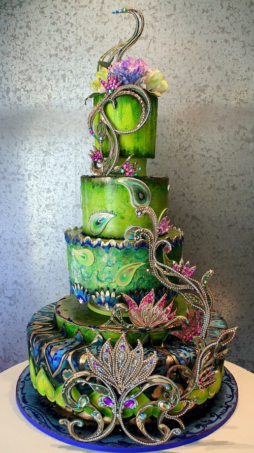 11 Photos of Peacock Inspired Cakes