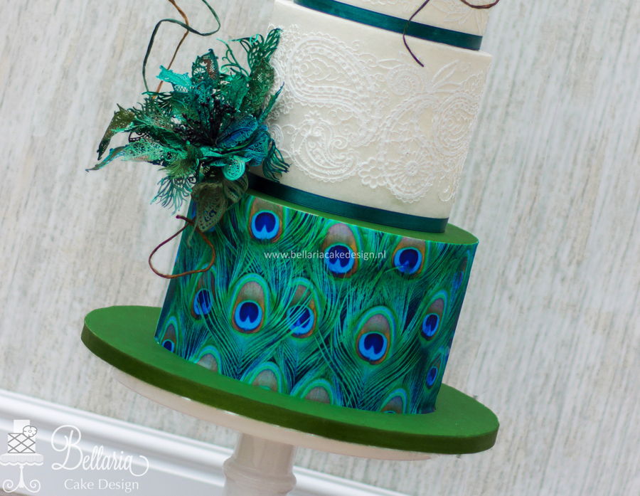 Peacock Inspired Wedding Cake