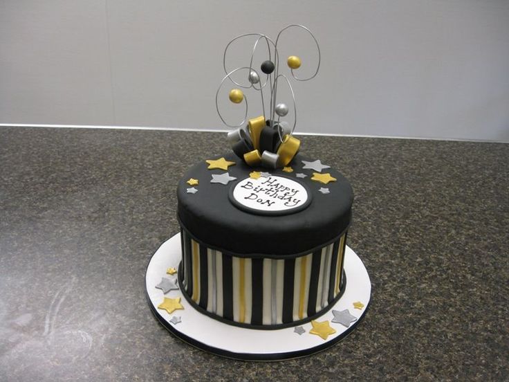 Pic of Gold and Silver Birthday Cake for Men