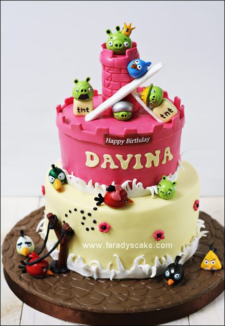 Pink Angry Bird Cake