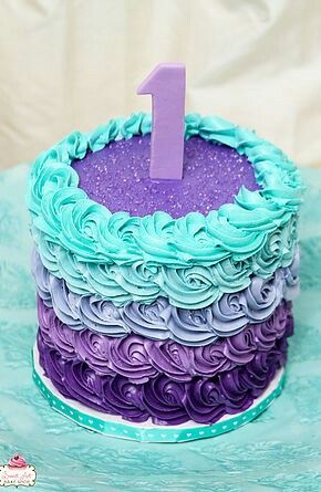 Purple and Teal Birthday Cake