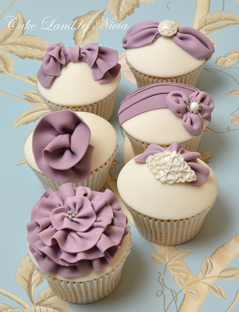 Purple Wedding Cake as Cupcakes