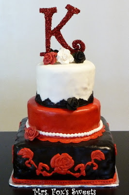 Red White and Black Birthday Cake