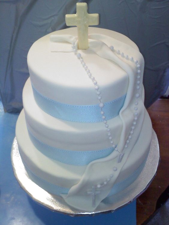 Simple Baptism Cake Boy