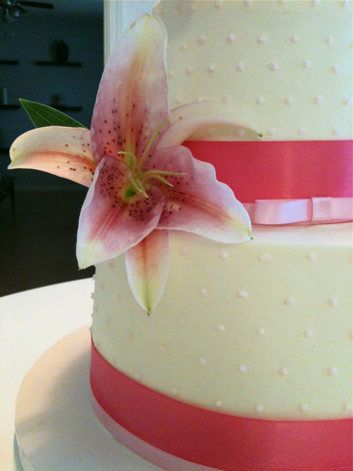 Stargazer Lilies Wedding Cake