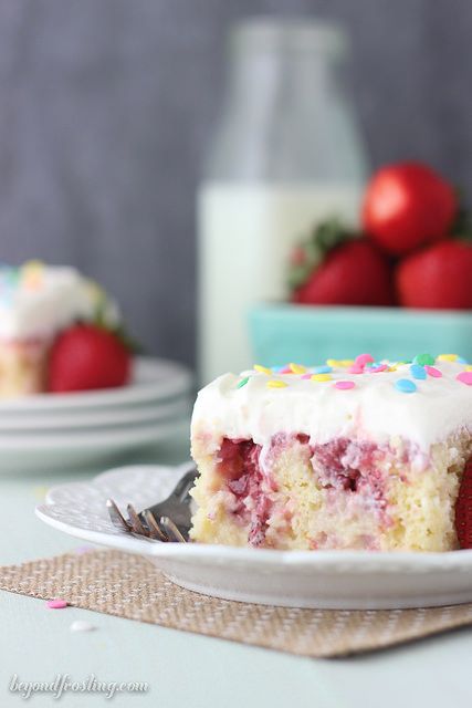 Strawberry Poke Cake with Cream Cheese