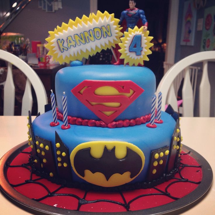 Superman vs Batman Birthday Cake