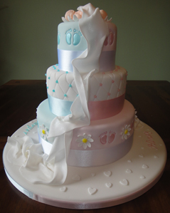 Twin Boy Girl Christening Cake