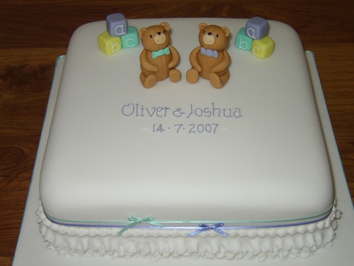 Twin Boy Girl Christening Cake